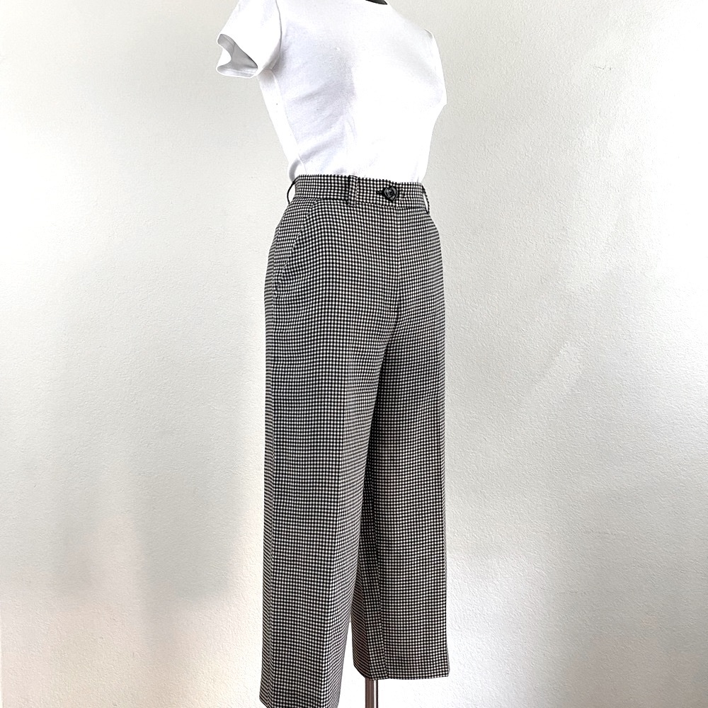 80s Vintage Moschino Gingham Wide Leg Crop Pants